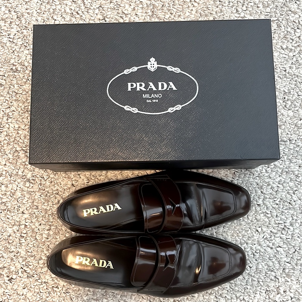MEN’S PRADA CALZATURE UOMO COLOUR BRUCIATO (glossy brown) SHOES size 9